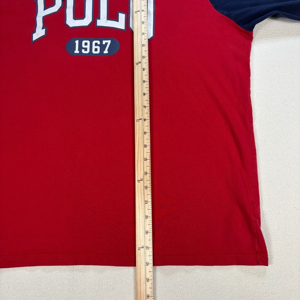 Polo Ralph Lauren Hoodie Men's XL Red Navy Colorblock 100% Cotton Drawstring - Picture 7 of 16